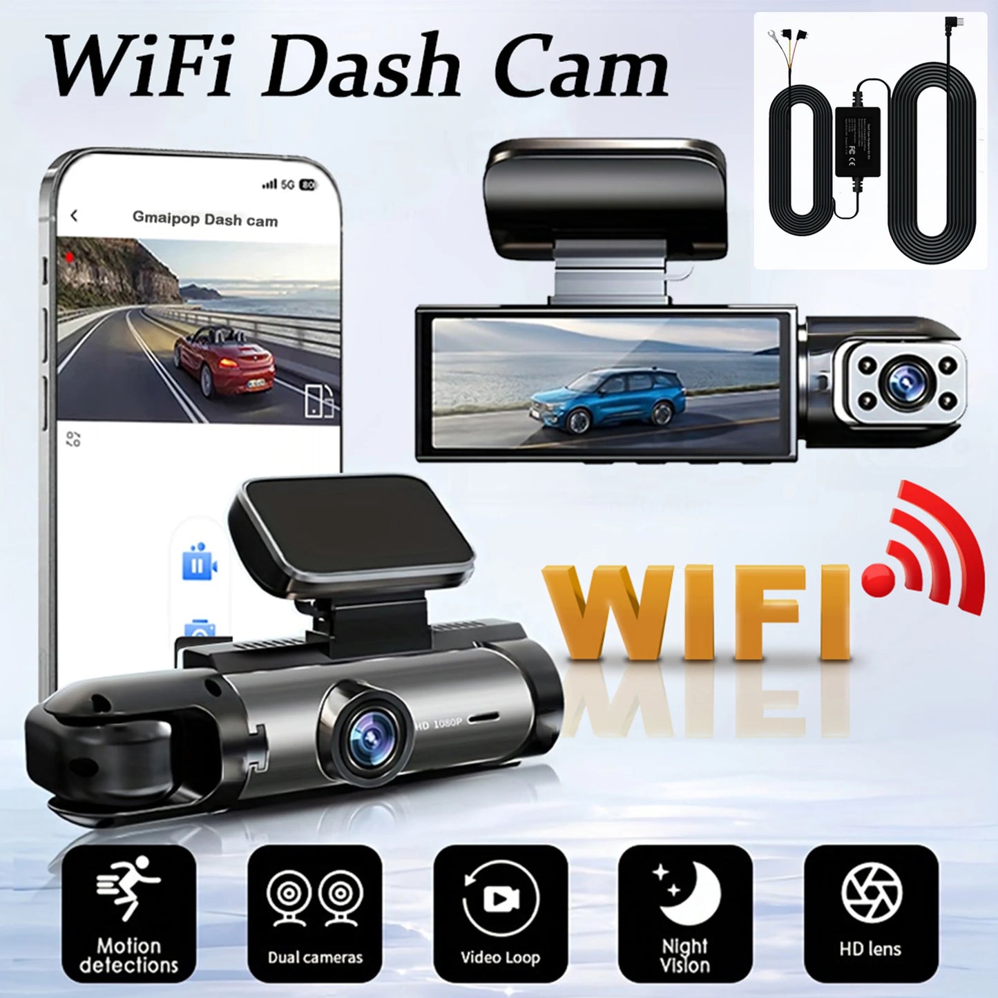 1080P WIFI Dual Kamera Dash Cam