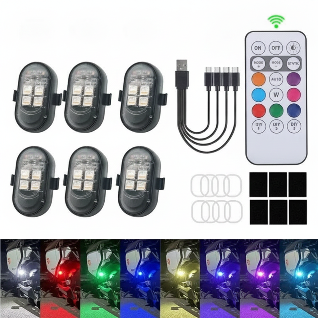 RGB Stroboskop-Lampe Set USB Wiederaufladbar