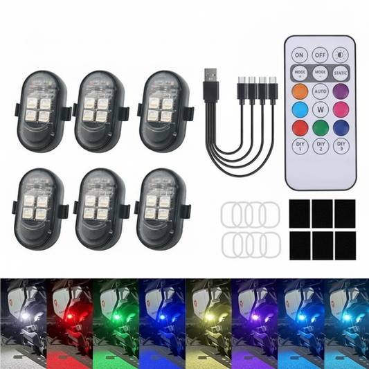 RGB Stroboskop-Lampe Set USB Wiederaufladbar
