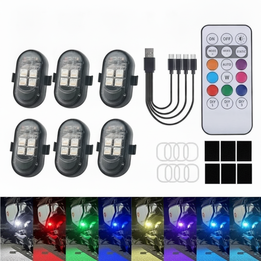 RGB Stroboskop-Lampe Set USB Wiederaufladbar